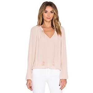 RAMY BROOK London Top in Blush Long Sleeve Split Neck Blouse Women’s Size XS
